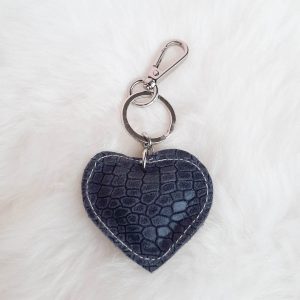 Leren sleutelhanger hartje – donkerblauw